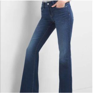 Gap Denim Long and Lean Flare Dark Low Rise Jeans